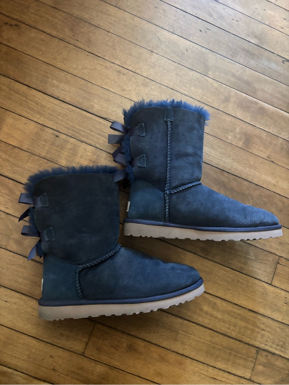 UGG Australia Navy Blue Bailey Bow II Boots - Picture 2 of 7